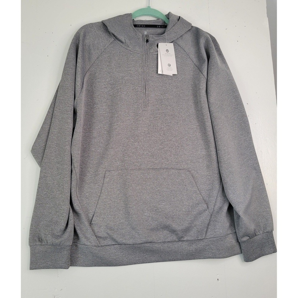 Zelos Mens‎ Quarter Zip Hoodie Slate Tile Heather Gray Active Top Large NWT